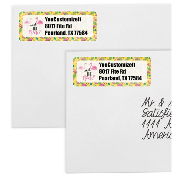 Pink Flamingo Mailing Labels - Double Stack Close Up
