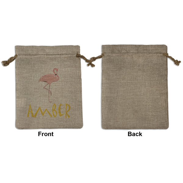 Pink Flamingo Medium Burlap Gift Bag - Front Approval