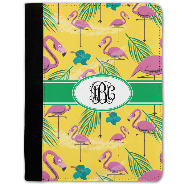Custom Pink Flamingo Notebook Padfolio - Medium w/ Monogram