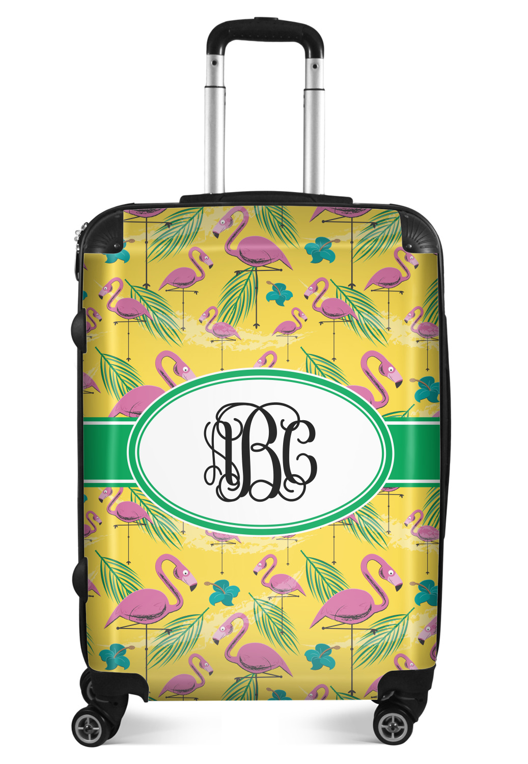 Custom Pink Flamingo Suitcase 24" Medium Checked (Personalized