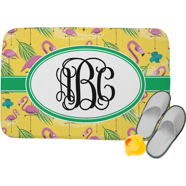 Custom Pink Flamingo Memory Foam Bath Mat - 24"x17" (Personalized)