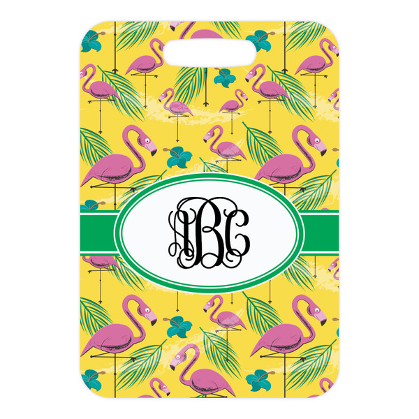 Pink Flamingo Metal Luggage Tag - Front Without Strap