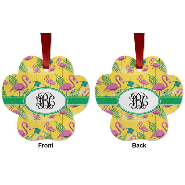 Pink Flamingo Metal Paw Ornament - Front and Back