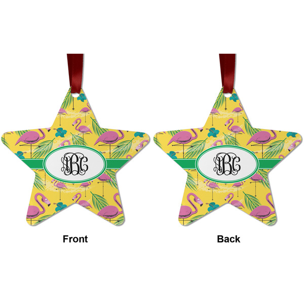 Pink Flamingo Metal Star Ornament - Front and Back