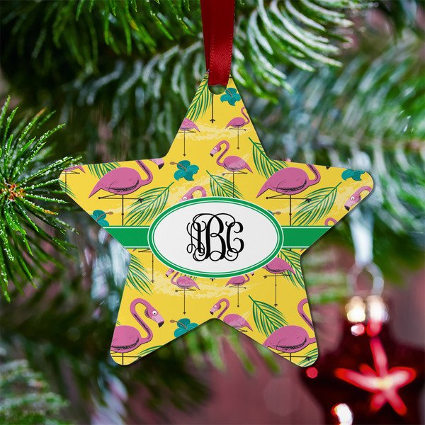 Pink Flamingo Metal Star Ornament - Lifestyle
