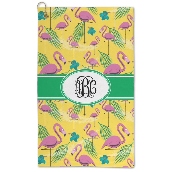 Custom Pink Flamingo Microfiber Golf Towel - Large (Personalized)