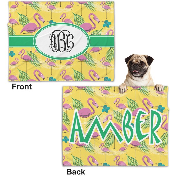 Pink Flamingo Microfleece Dog Blanket - Regular - Front & Back