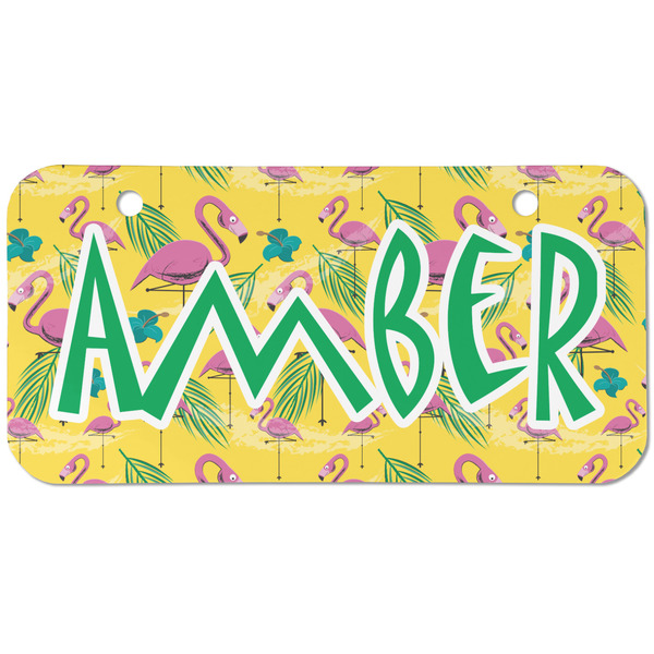 Custom Pink Flamingo Mini/Bicycle License Plate (2 Holes) (Personalized)