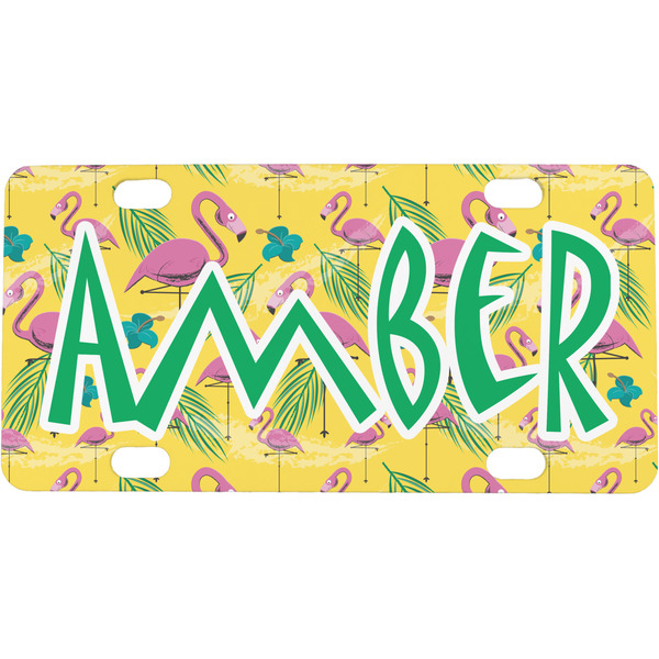 Custom Pink Flamingo Mini / Bicycle License Plate (4 Holes) (Personalized)