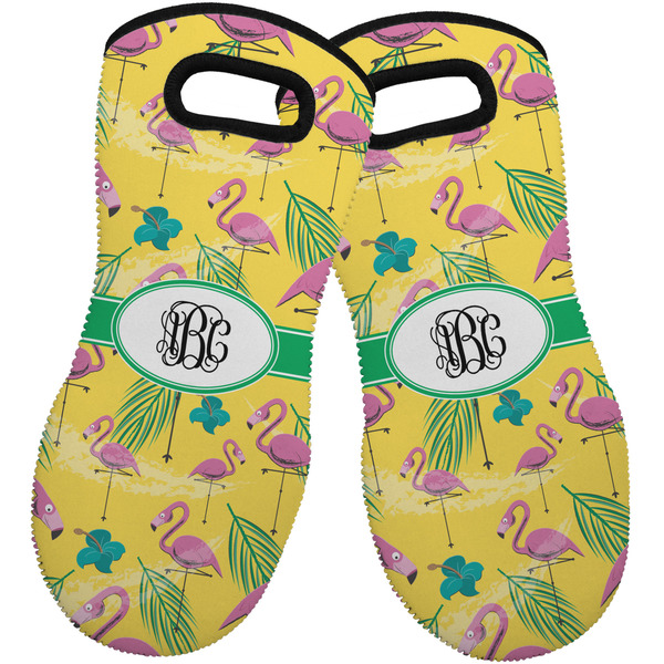 Pink Flamingo Neoprene Oven Mitt -Set of 2 - Front