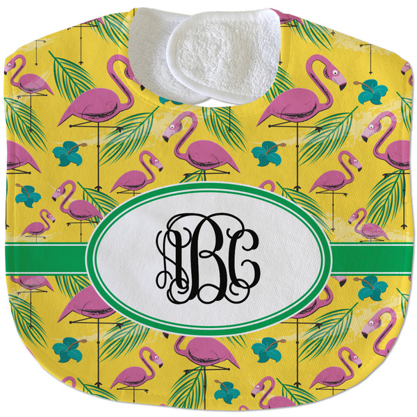 Pink Flamingo New Baby Bib - Closed and Folded