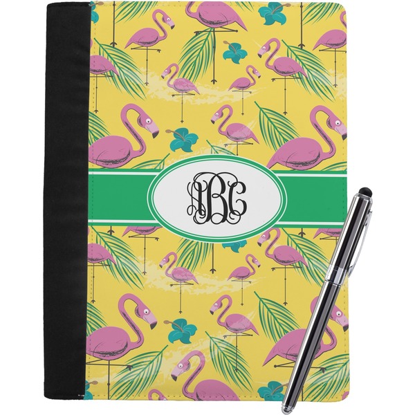 Custom Pink Flamingo Notebook Padfolio - Large w/ Monogram