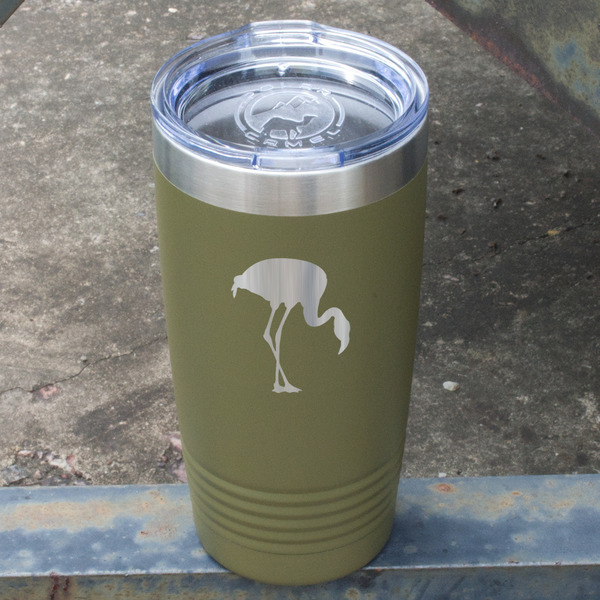 Pink Flamingo Olive Polar Camel Tumbler - 20oz - Angled