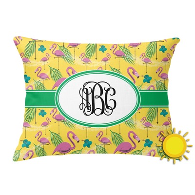 Pink Flamingo Outdoor Throw Pillow (Rectangular) (Personalized)
