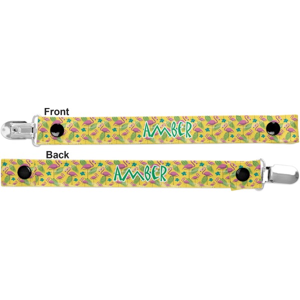Pink Flamingo Pacifier Clip - Front and Back
