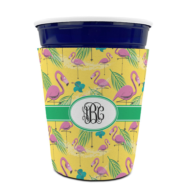 Pink Flamingo Party Cup Sleeves - without bottom - FRONT (on cup)