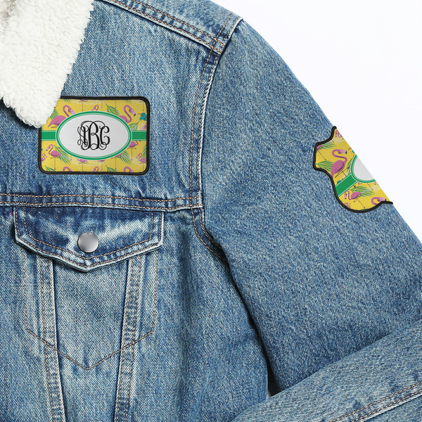 Pink Flamingo Patches Lifestyle Jean Jacket Detail