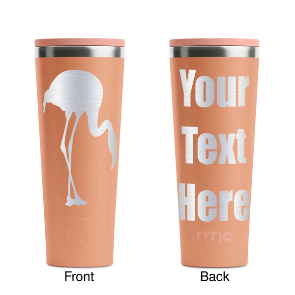 Pink Flamingo Peach RTIC Everyday Tumbler - 28 oz. - Front and Back