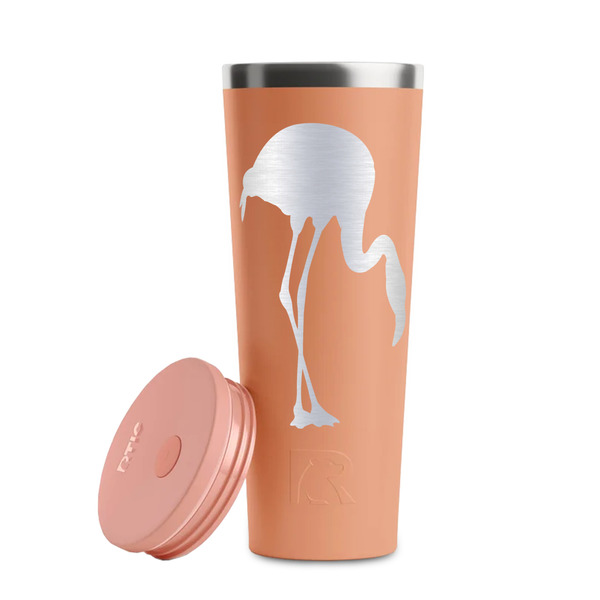 Pink Flamingo Peach RTIC Everyday Tumbler - 28 oz. - Lid Off
