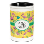 Pink Flamingo Ceramic Pencil Holders - Black
