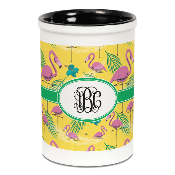 Pink Flamingo Pencil Holder - Black