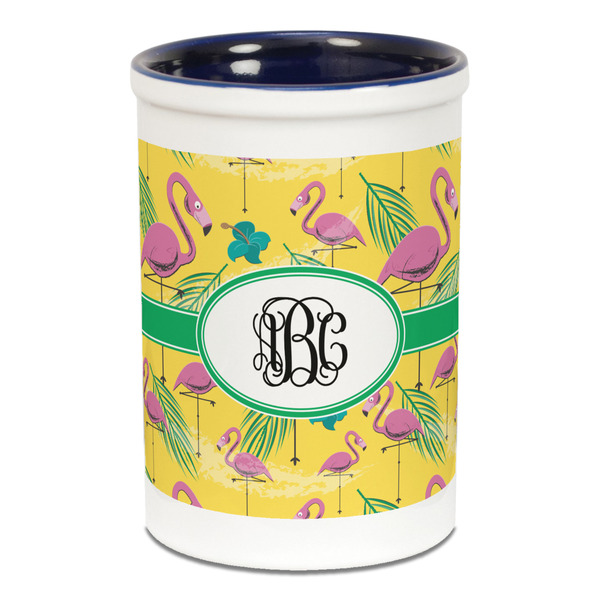Pink Flamingo Pencil Holder - Blue