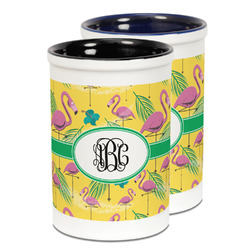 Pink Flamingo Ceramic Pencil Holder - Large