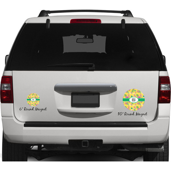 Pink Flamingo Personalized Car Magnets on Ford Explorer