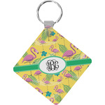 Pink Flamingo Diamond Plastic Keychain w/ Monogram