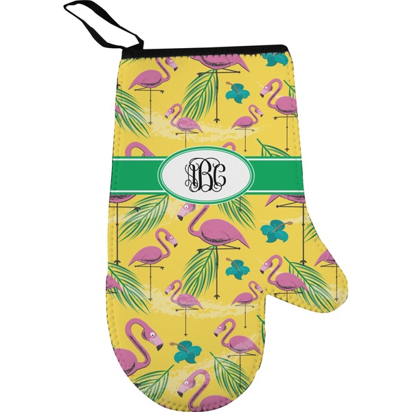 Custom Pink Flamingo Right Oven Mitt (Personalized)