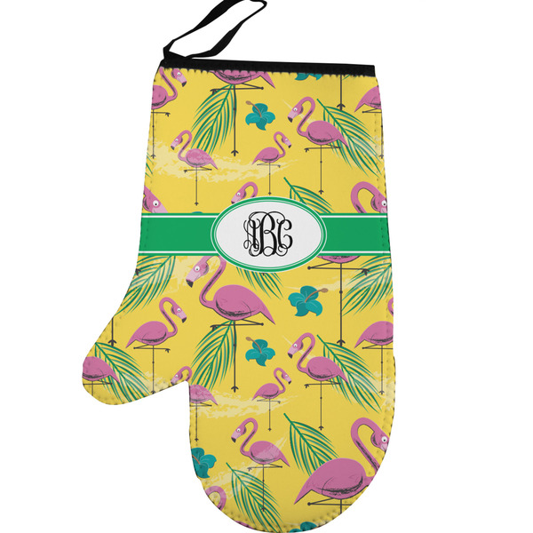 Pink Flamingo Personalized Oven Mitt - Left