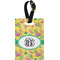 Pink Flamingo Plastic Luggage Tag - Rectangular w/ Monogram