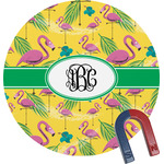 Pink Flamingo Round Fridge Magnet (Personalized)