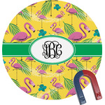 Pink Flamingo Round Fridge Magnet (Personalized)