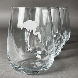 Pink Flamingo Stemless Wine Glasses (Set of 4)