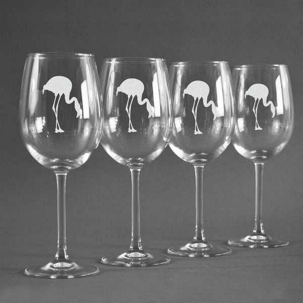 Pink Flamingo Personalized Wine Glasses (Set of 4)
