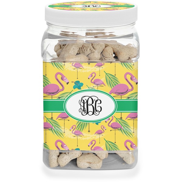 Custom Pink Flamingo Dog Treat Jar (Personalized)