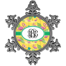 Pink Flamingo Vintage Snowflake Ornament (Personalized)