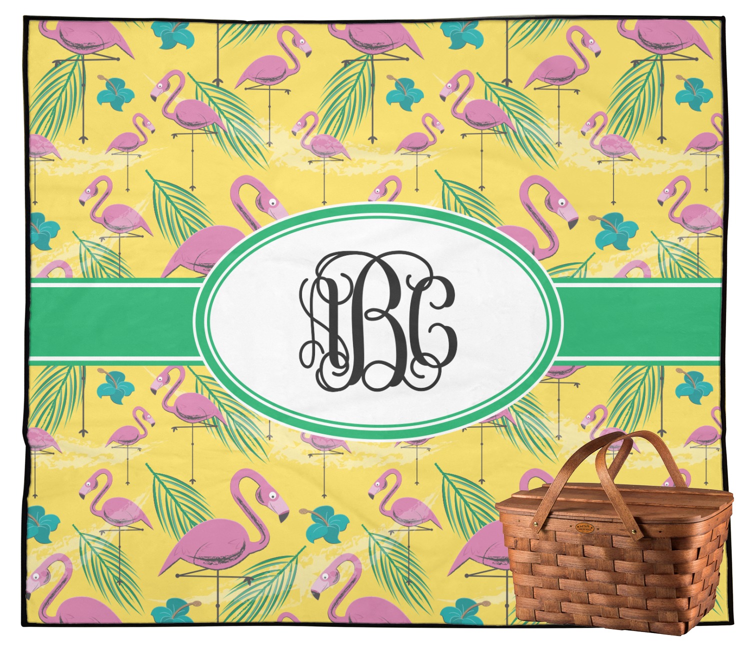 Custom Pink Flamingo Outdoor Picnic Blanket (Personalized) YouCustomizeIt