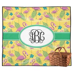 Pink Flamingo Outdoor Picnic Blanket (Personalized)