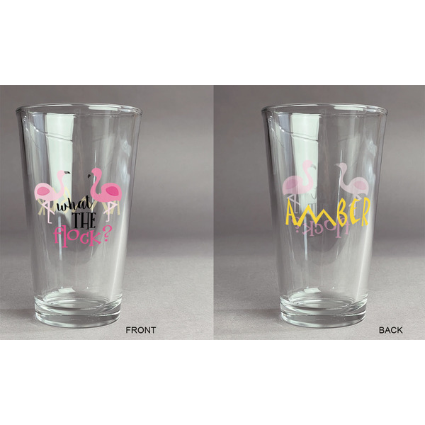 Pink Flamingo Pint Glass - Two Content - Approval