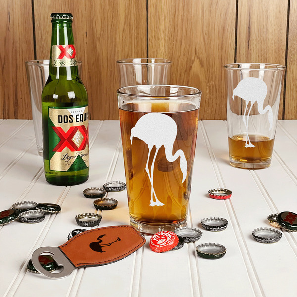 Pink Flamingo Pint Glasses - In Context
