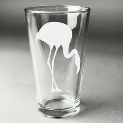 Pink Flamingo Pint Glass - Engraved (Single) (Personalized)