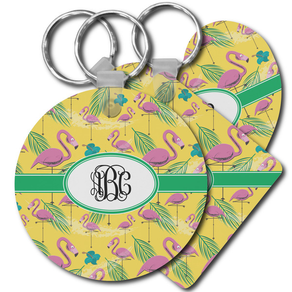 Custom Pink Flamingo Plastic Keychain (Personalized)