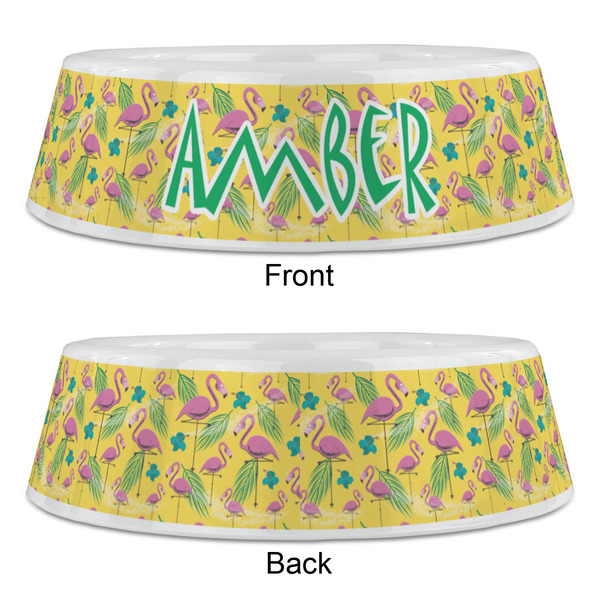 Pink Flamingo Plastic Pet Bowls - Large - APPROVAL