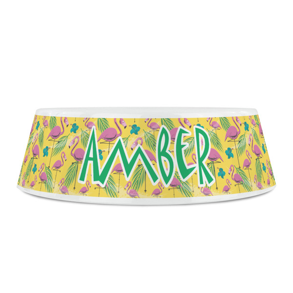 Pink Flamingo Plastic Pet Bowls - Small - FRONT