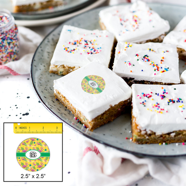 Pink Flamingo Printed Icing Circle - Medium - In Context