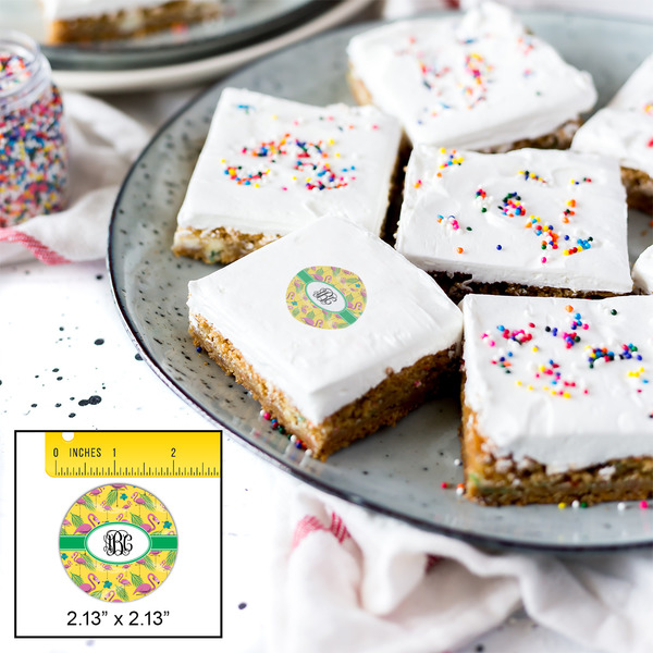 Pink Flamingo Printed Icing Circle - Small - In Context