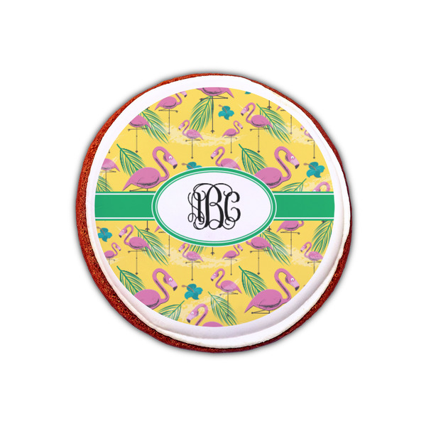 Pink Flamingo Printed Icing Circle - XSmall - On Cookie