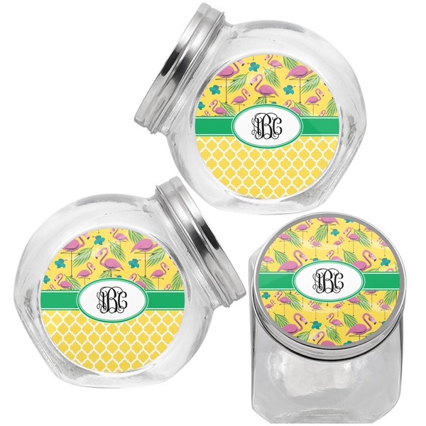 Pink Flamingo Puppy Treat Jar - Top Left Right